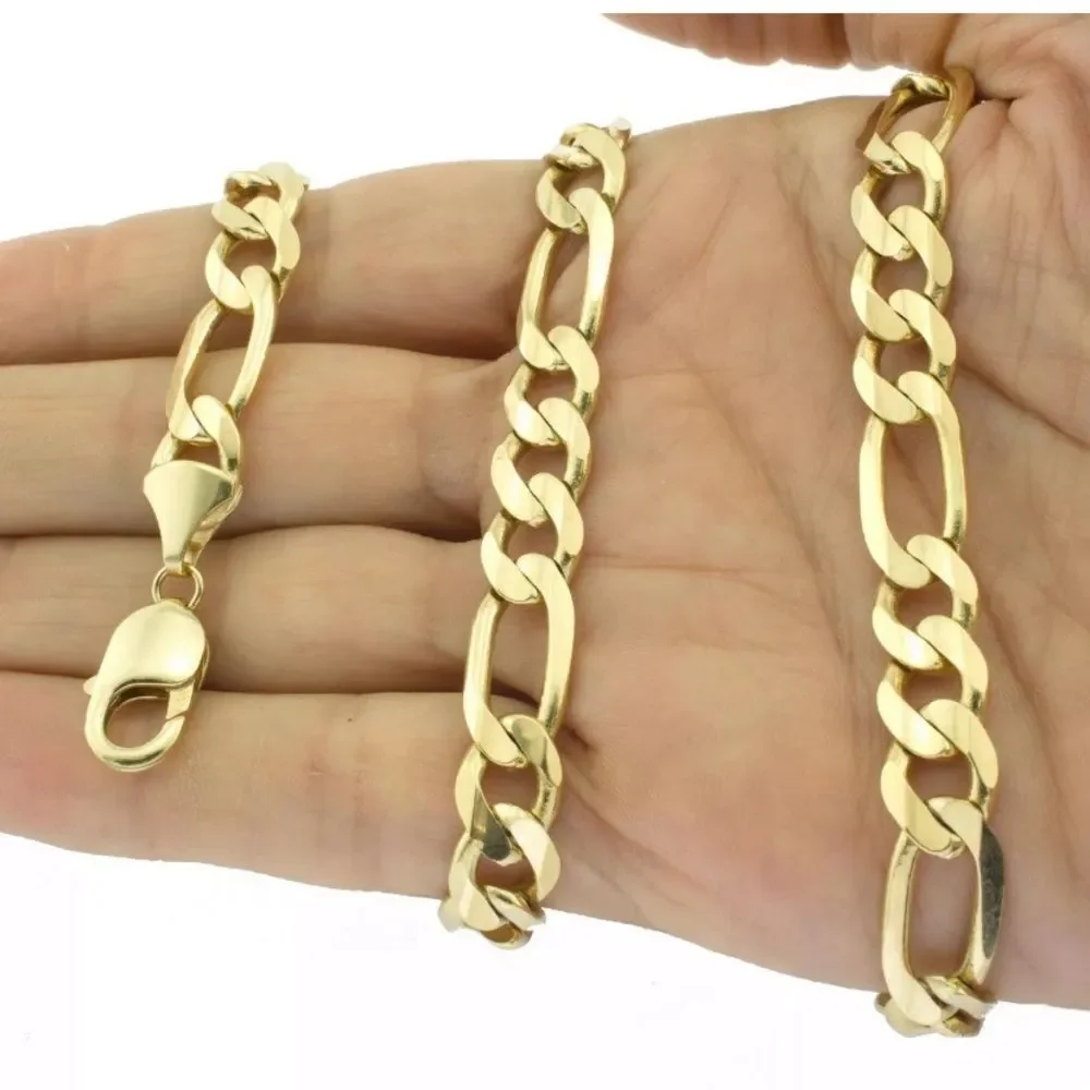 Real Solid Gold 10mm 20” Yellow Gold Figaro Chain - Picture 1 of 3